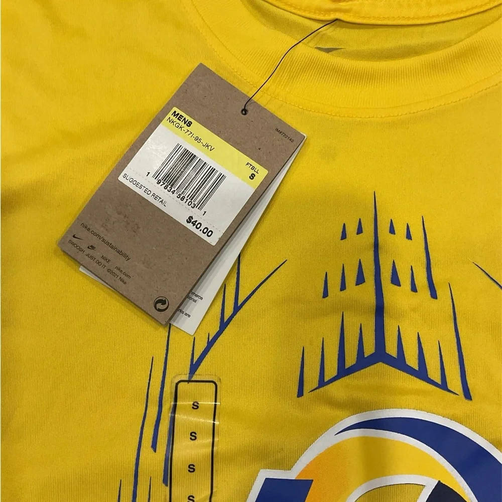 Nike Los Angeles Rams NFL Legend T-Shirt Mens Small Yellow Graphic - Picture 3 of 3